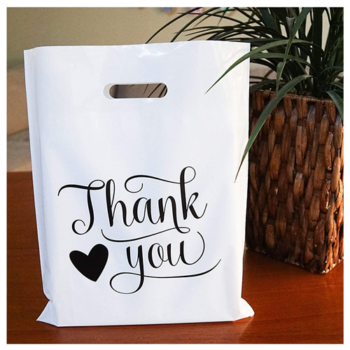 Custom Po HDPE LDPE Die Cut Handle Plastic Thank You Bags with